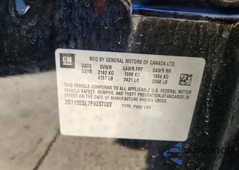 2015 Chevrolet Impala Ltz z USA, uszkodzony, nr VIN 2G1155SL7F9237022